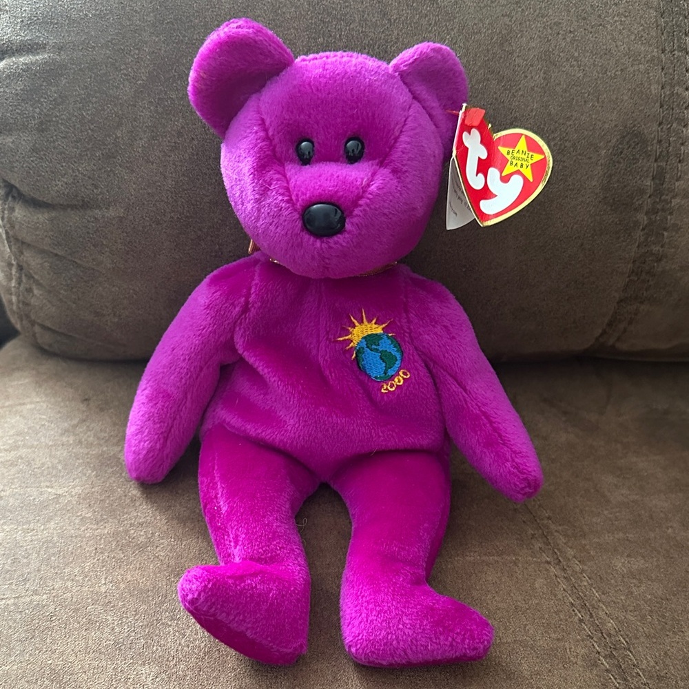 Ty Beanie Babies Magenta Bear Plush Toy